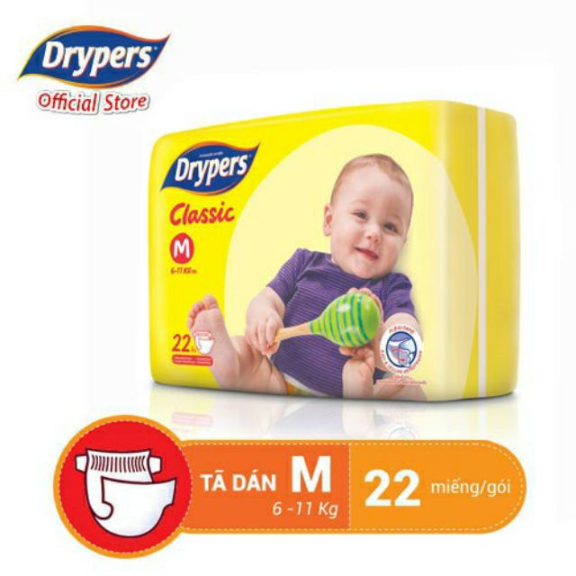 Tã dán Drypers Classic M22/L20/S26