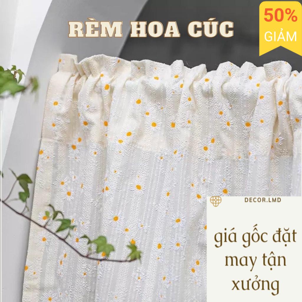 Rèm hoạ tiết Hoa cúc Daisy thơ mộng, rèm trang trí phòng hoa cúc daisy (đặt theo yêu cầu liên hệ CSKH)