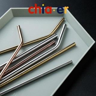 Ống hút Inox 304 chất lượng - Combo 4 món kèm túi/hộp đựng Chia.er
