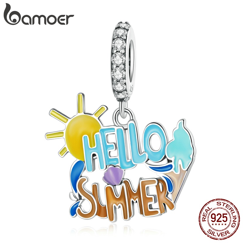 Mặt phụ kiện BAMOER SCC2222 bằng bạc 925 hình chữ Hello