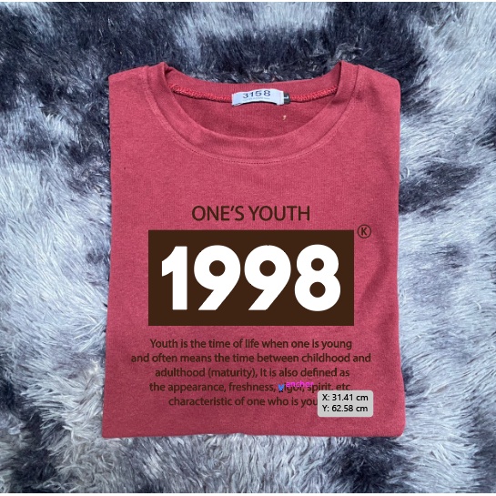 áo phông 3158 form rộng in chữ 1998 chất liệu cotton mát mẻ