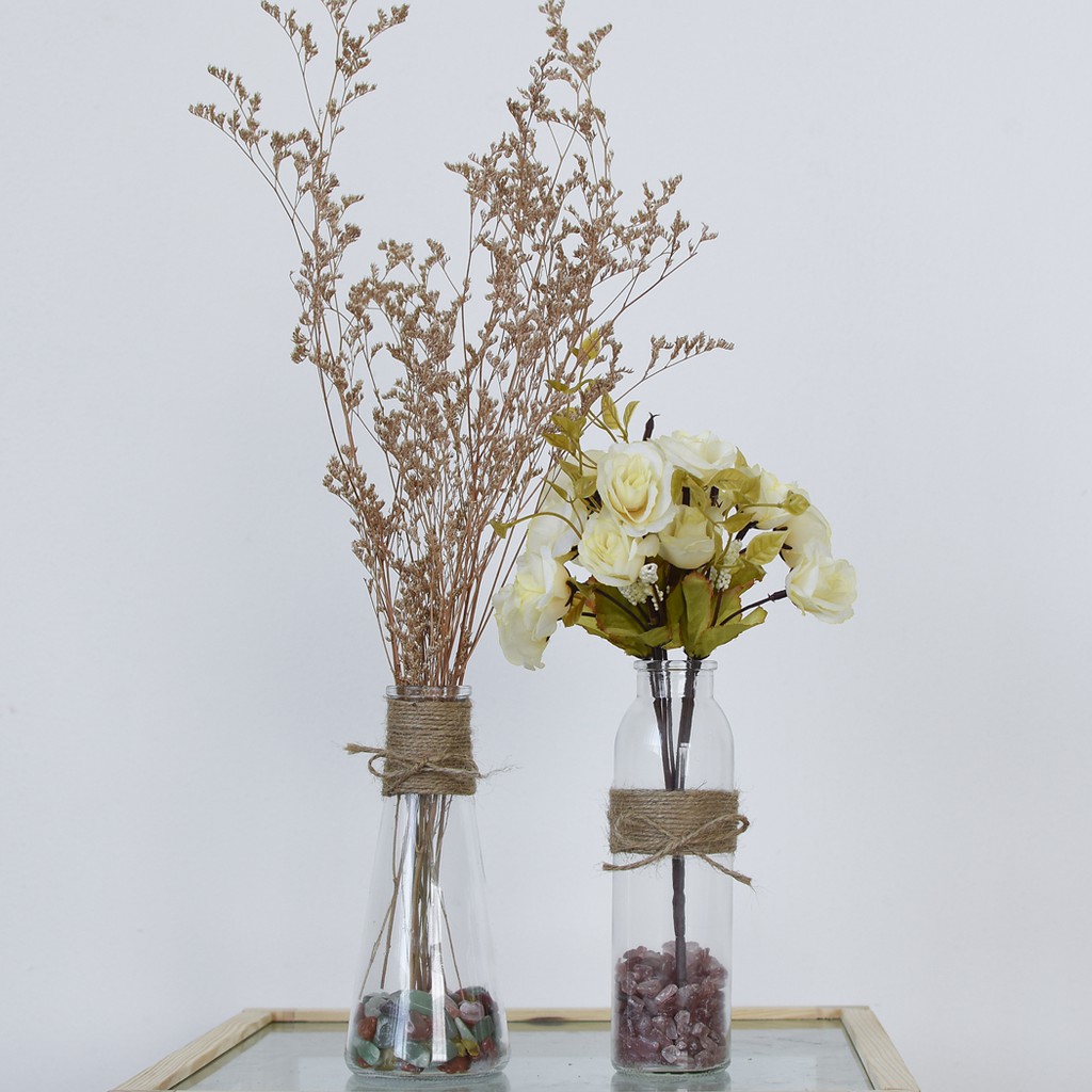Lọ Hoa Decor Trang Trí Dây Thừng, Bình Cắm Hoa Hình Trụ và Hình Tam Giác Phong Cách Vintage