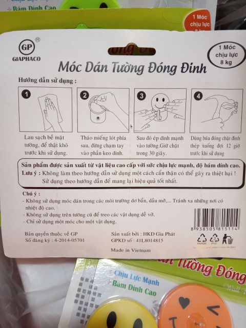 Combo 3 Móc Dán Tường Đóng Đinh Mặt Cười