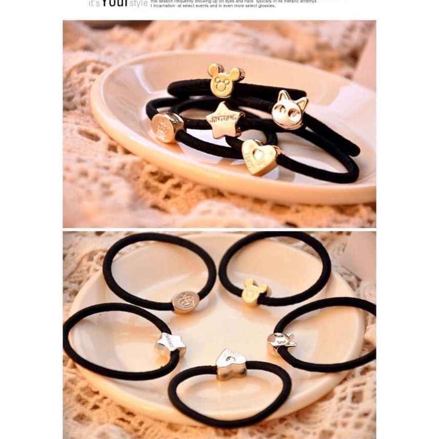 Set Dây Buộc Tóc Đính Đá 60 Món Phong Cách Hàn