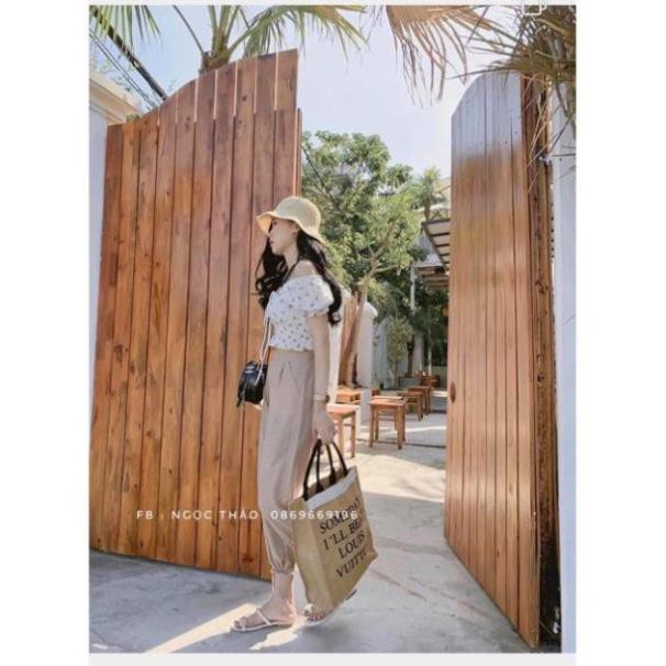 BÁN SỈ SET ÁO HOA TRỄ VAI QUẦN BOM BO CHUN NỮ