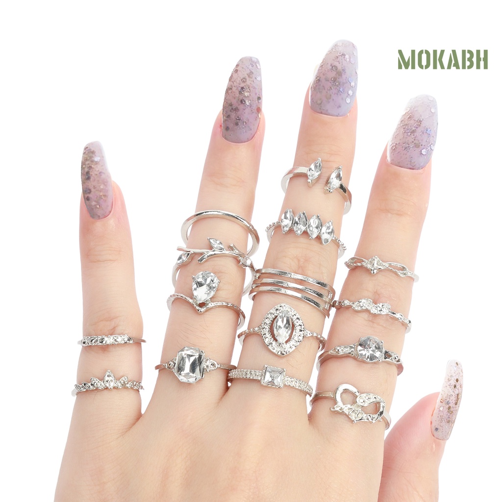Bộ 15 Nhẫn Đính Đá Phong Cách Bohemian Thời Trang Cho Nữ