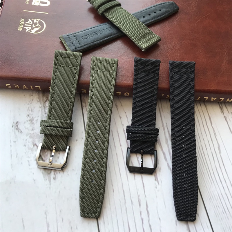 IWC thay thế IWC IWC Pilot Bồ Đào Nha Dây đeo bằng da Nylon canvas Dây đeo đồng hồ 20 21 22mm Nam
