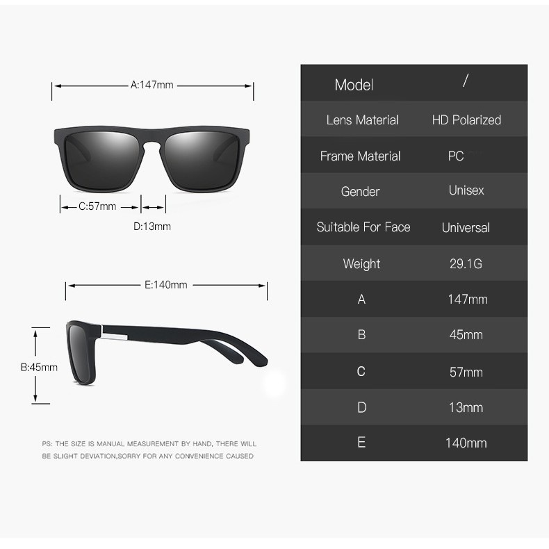 Kính Mát Phân Cực Gọng Vuông Chất Liệu Pc Co Giãn Thời Trang Cho Nam S729 | BigBuy360 - bigbuy360.vn