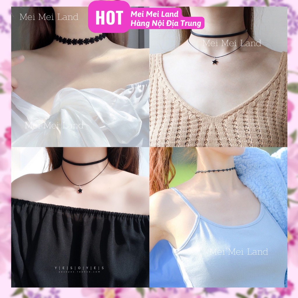 Vòng Cổ Choker Nhiều Mẫu Màu Đen Phong Cách Trẻ Trung