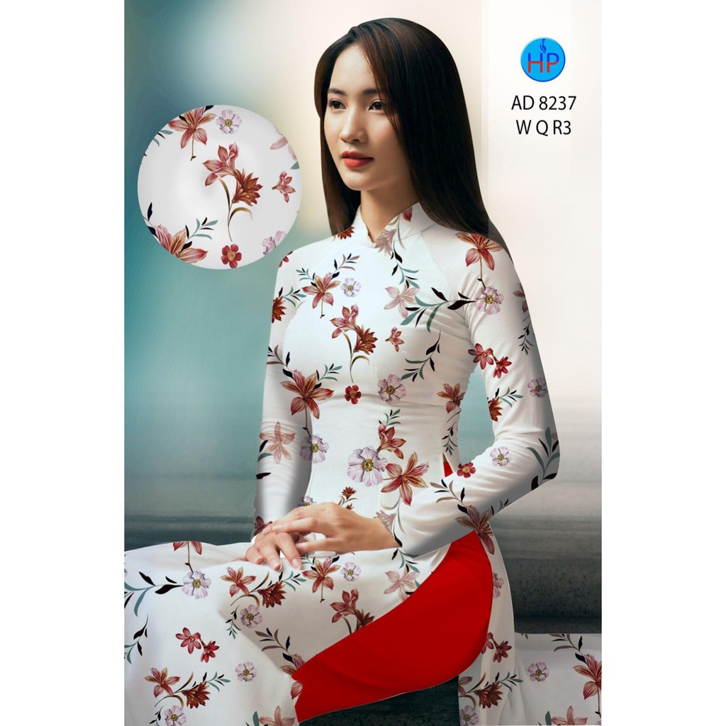 Vải áo may áo dài họa tiết AD8237 lá lưa thưa duyên dáng