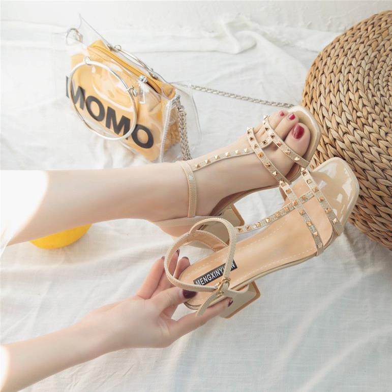 (908) Giày sandal phối đính đá 5 phân êm chân, nhiều màu, mẫu mới hàng CAO CẤP QUẢNG CHÂU