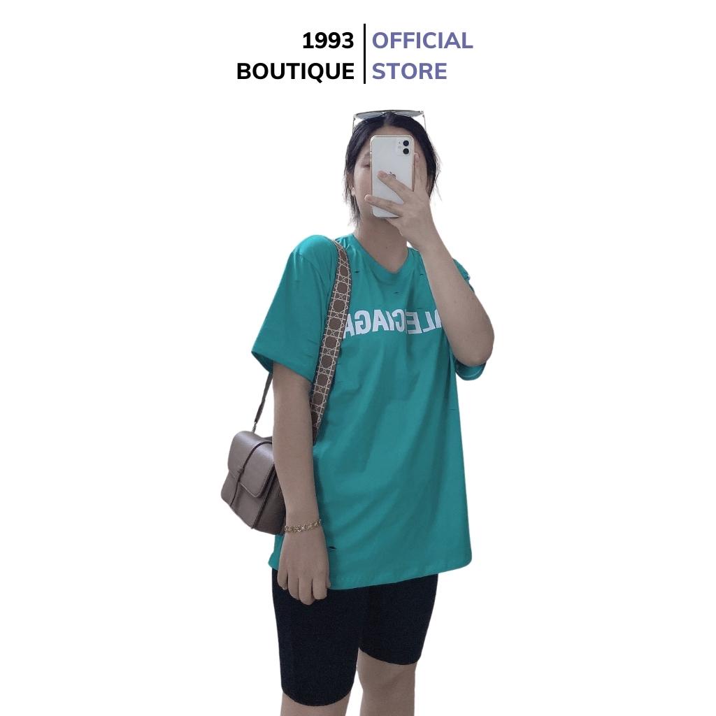 Áo phông ngắn tay nữ form rộng rách chất thun cotton cổ tròn