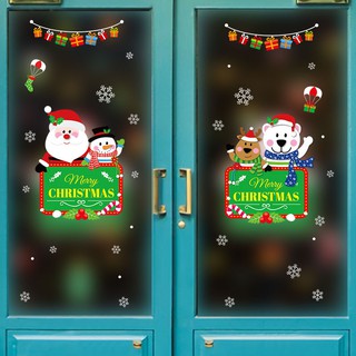 (mẫu 29) Decal trang trí noel, hình dán trang trí giáng sinh mẫu ông già noel tuần lộc người tuyết chào cửa
