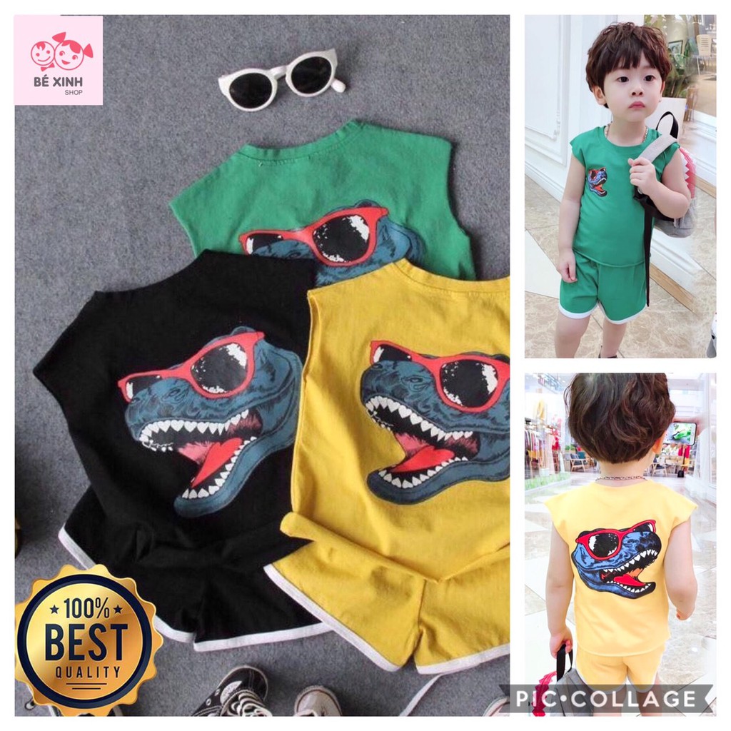 Bộ đồ quần áo cho bé trai mùa hè ba lỗ trẻ em Minky Mom  bộ đồ cho bé trai sát nách KHỦNG LONG trẻ em