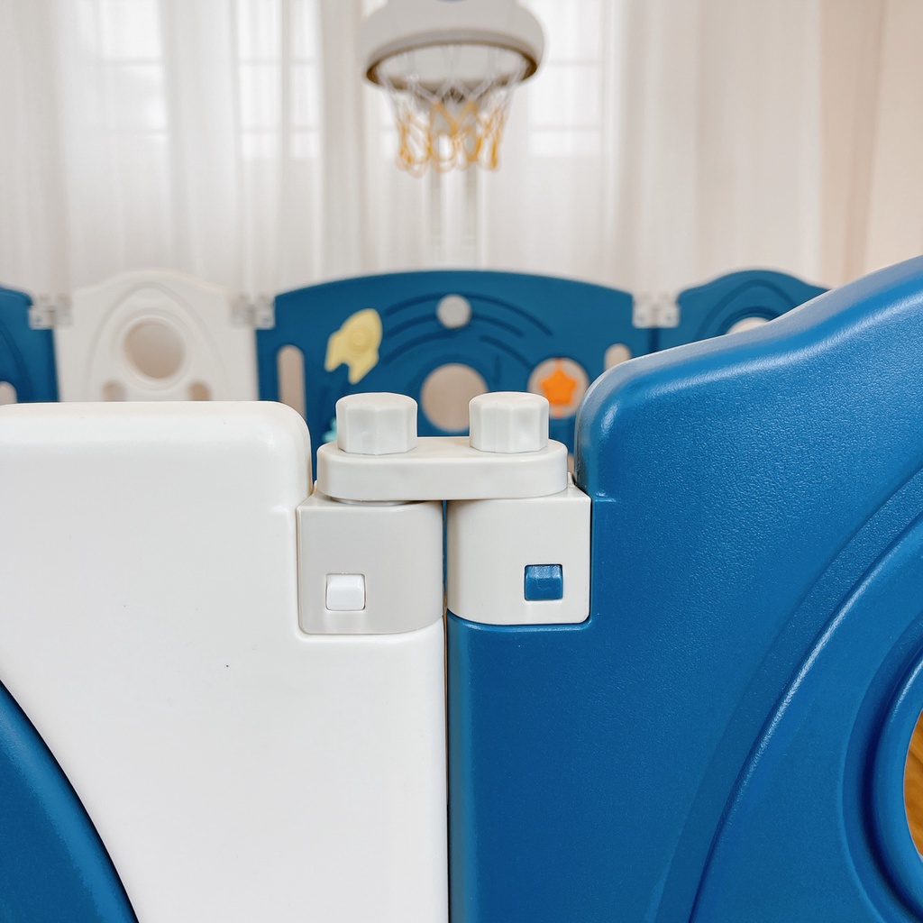 Quây nhựa gấp gọn  𝑭𝒓𝒆𝒆𝒔𝒉𝒊𝒑  Bộ quây cũi gấp gọn hình phi hành gia 9BABY màu xanh