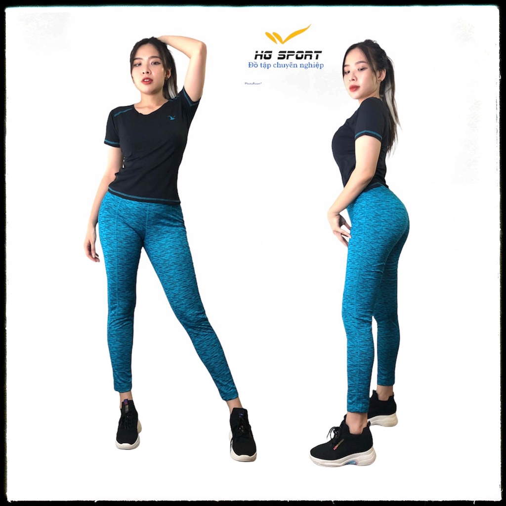 Đồ Tập Gym Bộ Đồ Tập Yoga , Thể Thao Nữ Quần Dài Lưng Cao, Áo Ngắn Tay Hg Sport SD05