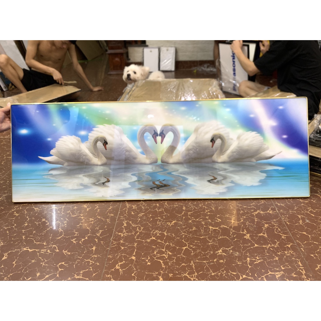 Tranh Treo Tường Tranh Đơn 1 bức Dài Đôi uyên ương Trang Trí Đầu Giường Phòng Ngủ Phong Cách Hiện Đại