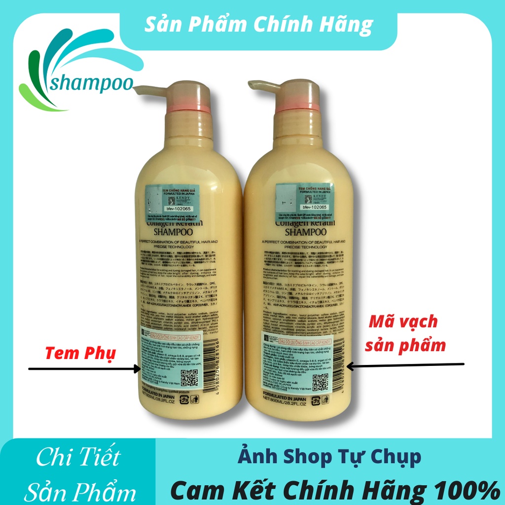 Cặp dầu gội xả dưỡng sinh cao cấp chống rụng tóc kích thích mọc tóc Kendy 800ml