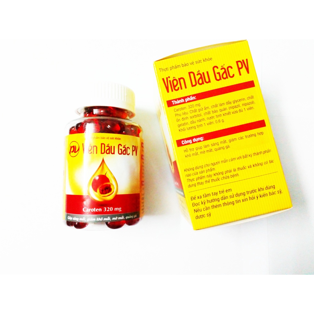 CHÍNH HÃNG VIÊN DẦU GẤC PHÚC VINH PV DHA SÁNG MẮT ĐẸP DA MẠNH TRÍ NÃO HIỆU QUẢ AN TOÀN TỪ GẤC TƯƠI HỘP 100 VIÊN