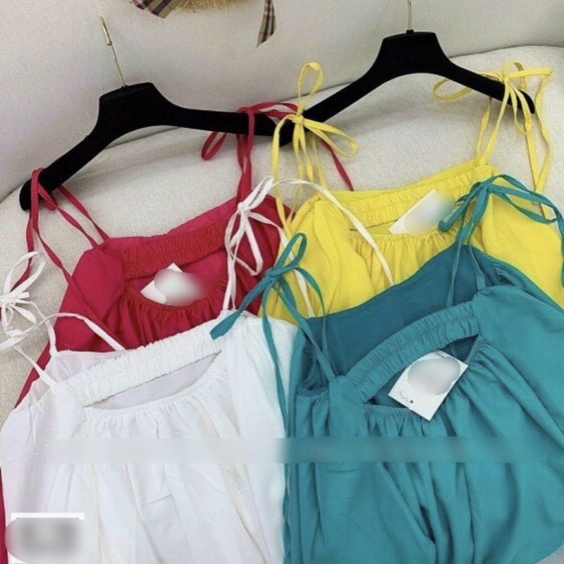 Đầm ngắn hai dây [LA THO STORE] váy ngắn hai dây ,from ngắn xoè cực yêu ,chất Xô ,size M 45-55kg ,hàng QC,3 màu hót hót