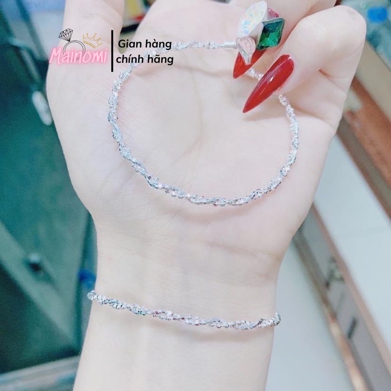Lắc tay Xoắn cho nữ Bạc, thiết kế đơn giản tinh tế nhưng không kém phần sang trọng Mainomi Shop Bạc Xinh