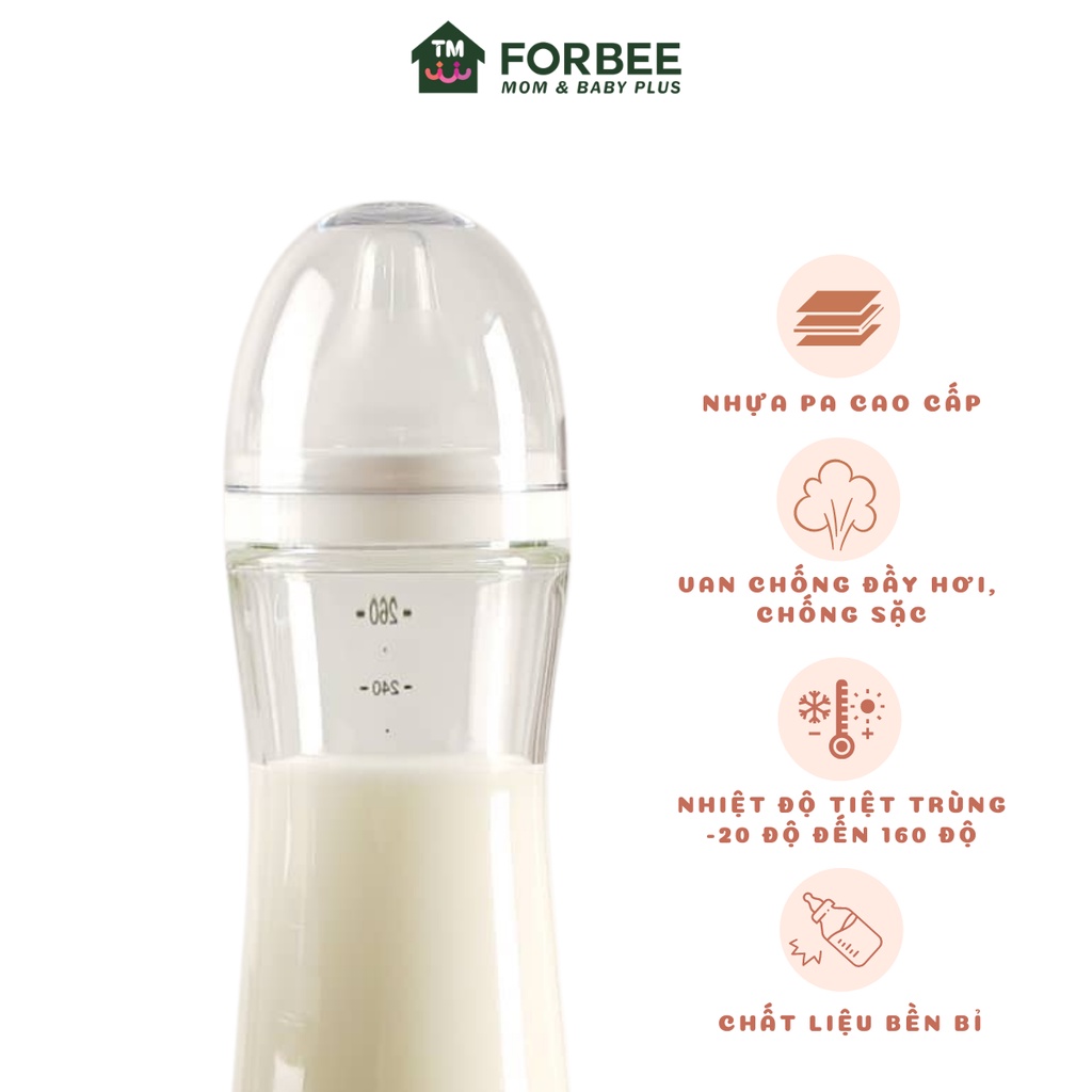 Bình sữa cho bé OU:WISH hàn quốc, cao cấp mềm mại 140ml - FORBEE