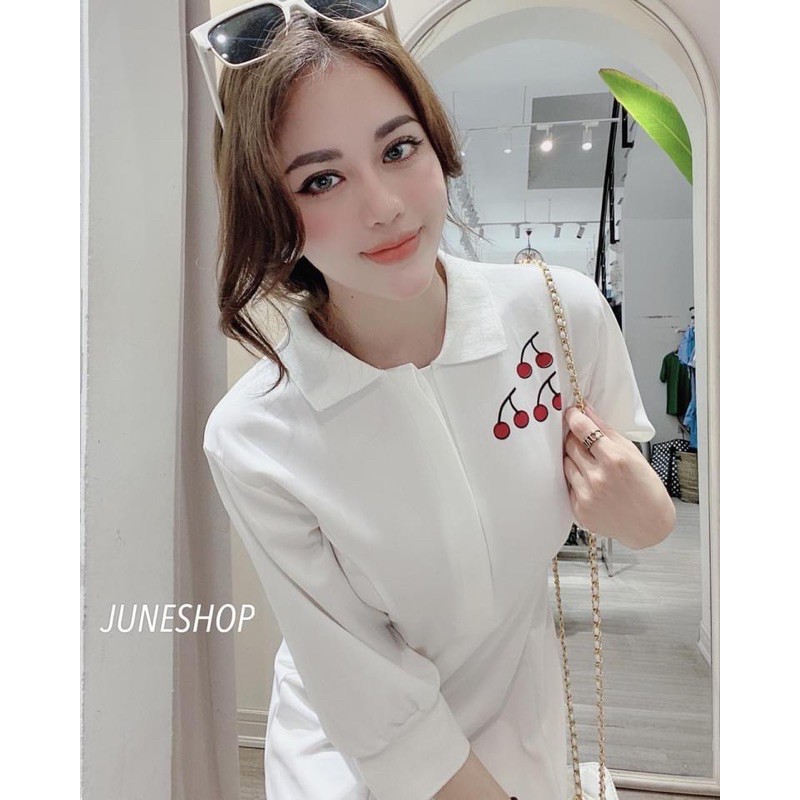 VNU222 - VÁY MAXI POLO TRẮNG CHERRY | BigBuy360 - bigbuy360.vn