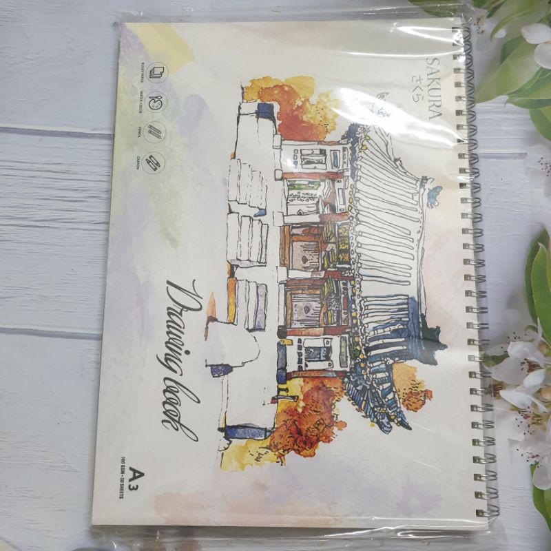 Sổ vẽ màu nước Sakura a3 50 tờ, sketchbook a3 hàng Việt chất lượng cao