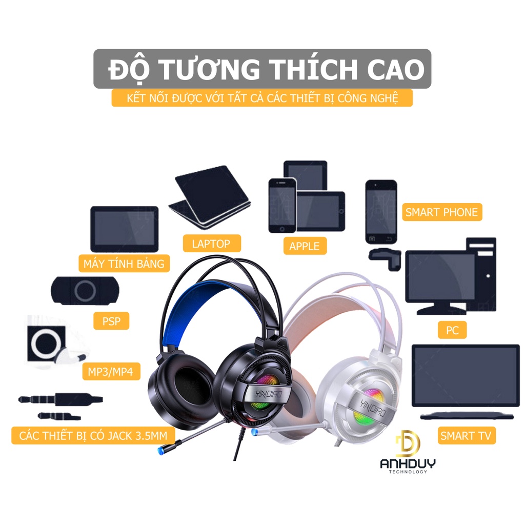 Tai nghe chụp tai gaming Esport Yindiao Q3 âm thanh stereo cực hay bass ấm chống ồn có tích hợp mic - Hàng chính hãng