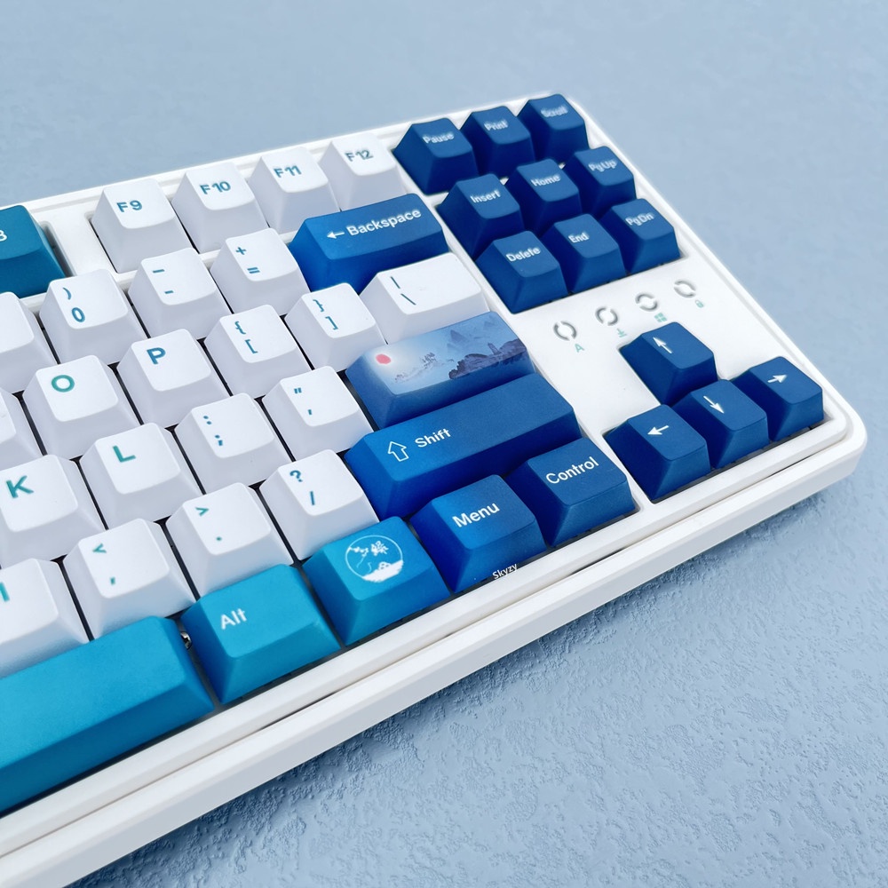 133 Phím Blue Green Keycaps Cherry Profile Gradient Color PBT Dye Sub Bàn phím cơ học Keycap