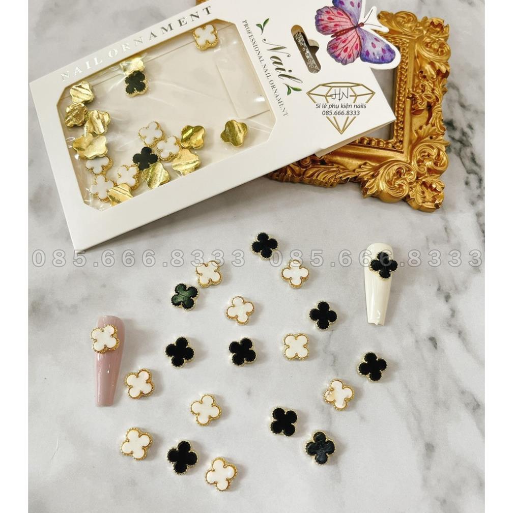 Set charm cỏ bốn lá trang trí móng