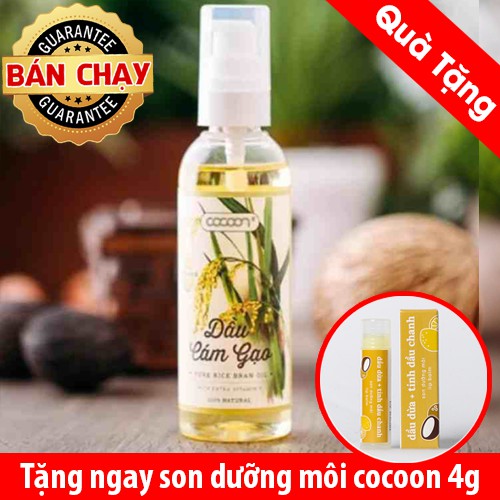 Dầu cám gạo Vitamin E nguyên chất cocoon 100ml Tặng 1 son dưỡng