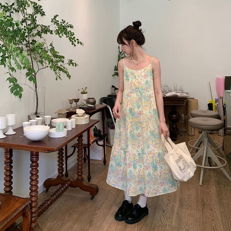 Đầm Hai Dây Mùa Hè Phong Cách Pháp Cho Nữ