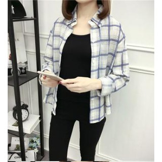 hình thậtÁo sơ mi nền trắng sọc caro xanh đẹp y hình , bao chất siêu xinh mặc đi làm đi chơi đi học điều đẹp