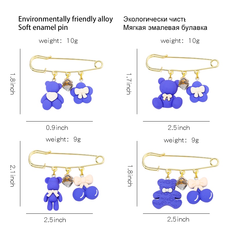 Ghim Cài Áo 4 Kiểu Dáng Dễ Thương Làm Thủ Công Trang Sức/Túi Xách/Túi Xách/Túi Xách Màu Xanh Dương Cho Bạn Bè