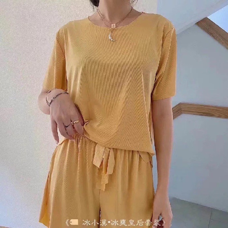 Bộ ở nhà nữ mùa hè 2021 bộ thun lạnh cotton vải đúc su không đường may hàn quốc - shopbelinh | BigBuy360 - bigbuy360.vn