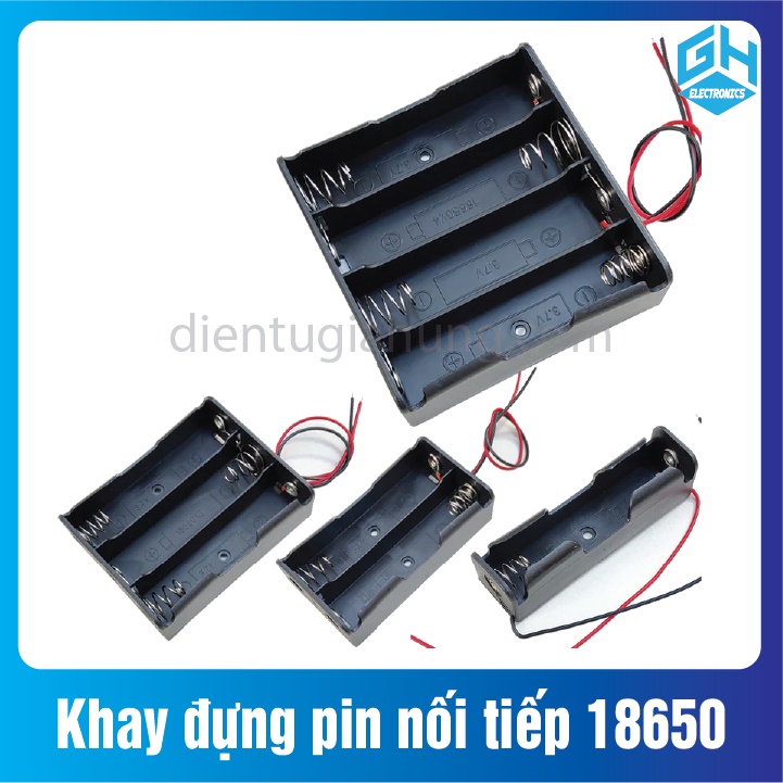 Khay đựng pin nối tiếp 18650 hàn sẵn dây điện - tùy chọn loại 1 cell / 2 cell / 3 cell / 4 cell pin
