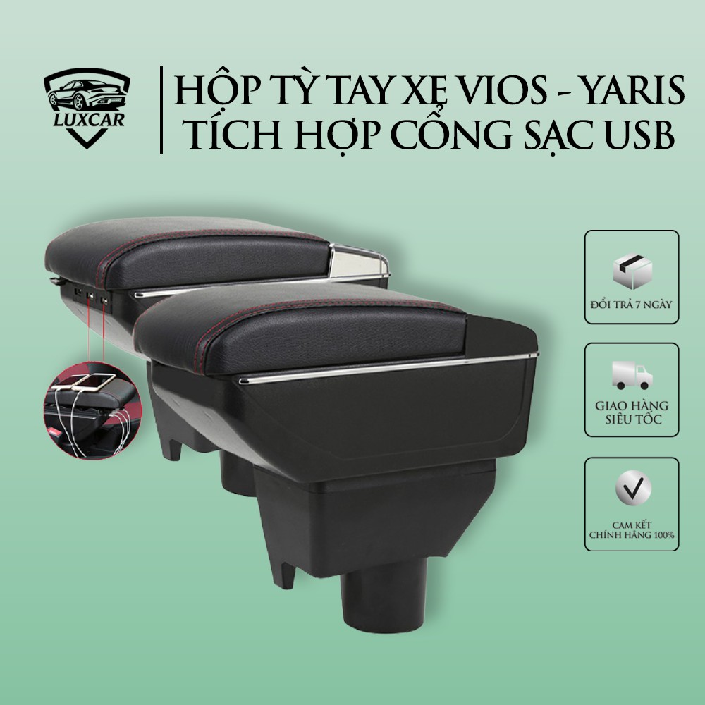 Hộp tỳ tay xe TOYOTA VIOS-YARIS 2014-2020 tích hợp cổng sạc USB | Chất liệu da PU cao cấp