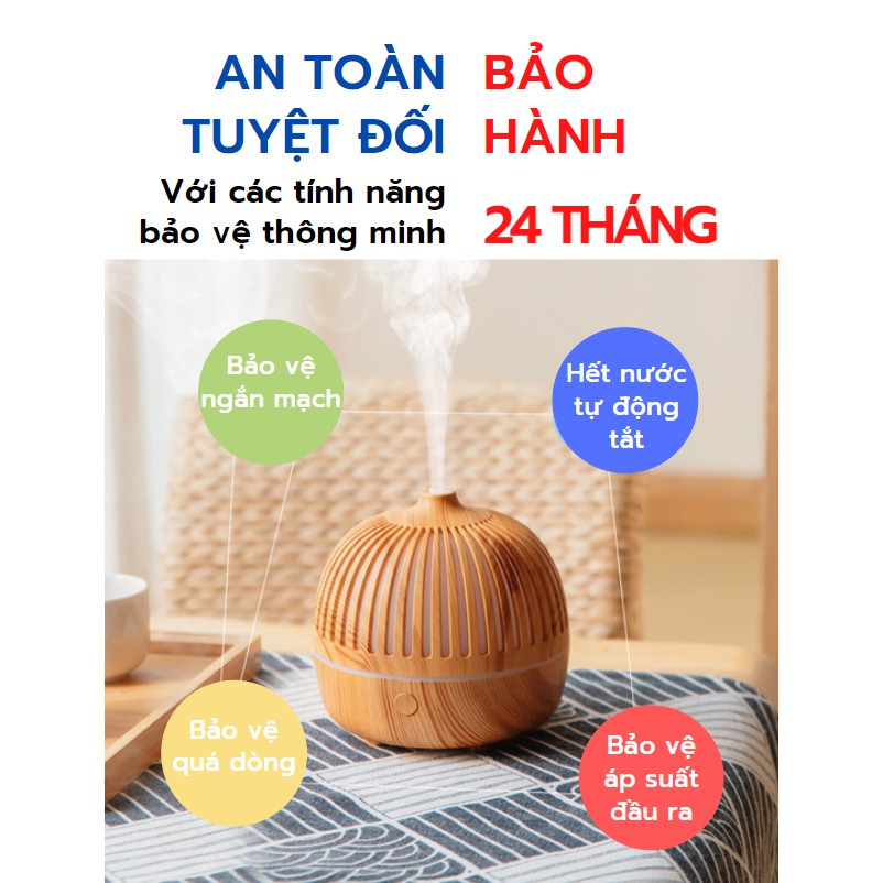 Máy Khuếch Tán Tinh Dầu, Khử Mùi, Bổ Sung Ẩm, Dung Tích 180 ml Kèm Tinh Dầu, Bảo Hành 24 Tháng