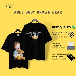 Áo ADLV Baby Brown Bear - Chất 100% Cotton 2 chiều chi tiết Chuẩn hãng - Áo thun ADLV nam nữ Tay Lỡ Form Rộng