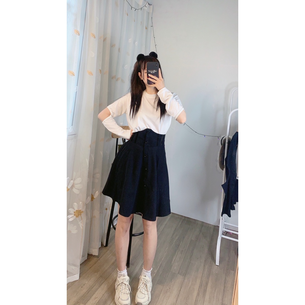 Chân Váy Cạp Cao Cúc Dọc, Váy Xòe Dáng Ngắn Siêu Tôn Dáng Che Bụng Eo Thon BIGSIZE Vải Mềm Dày Dặn TAN555