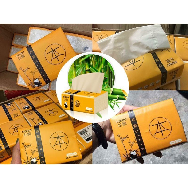 Giấy Ăn Đa Năng Gấu Trúc SIPIAO Than Tre Hoạt Tính Siêu Dai Cao Cấp, An Toàn Cho Sức Khỏe.