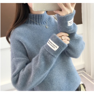 Áo Sweater Lông Chồn Cổ Lọ Dáng Rộng Dày Dặn Phong Cách Hàn Quốc Thời Trang Thu Đông Mới Cho Nữ 2021