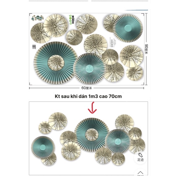 Decal dán tường mẫu vòng tròn 3d