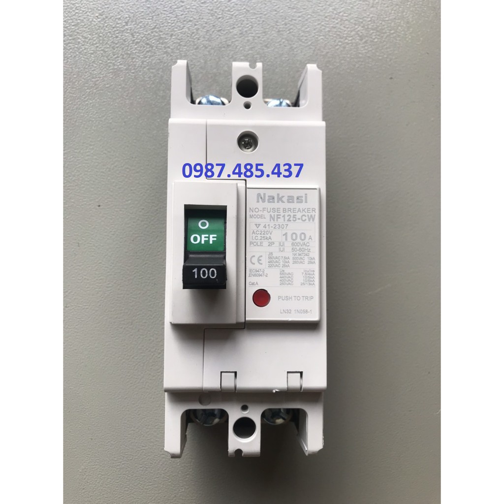 Át khối 1 pha giá tốt MCCB 2P 60A, 100A NAKASI