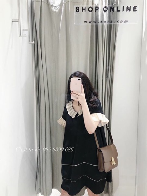 Váy suông đuôi cá xếp ly kem