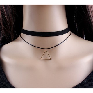 Vòng cổ choker 2 tầng mix tam giác triangle nhẹ nhàng CKV22