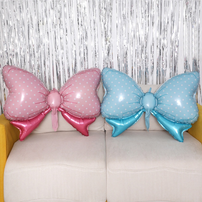 Bóng hình nơ xanh, nơ hồng trang trang trí sinh nhật, party size đại Fubao Store