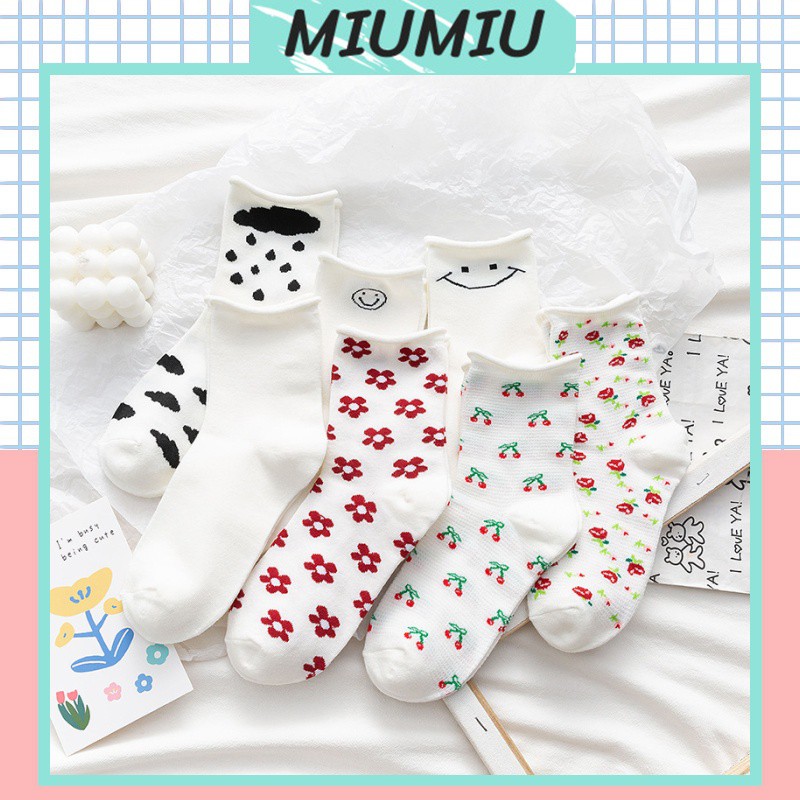 Tất Cao Cổ Nữ Hình Hoa Chất Vải Mịn M71