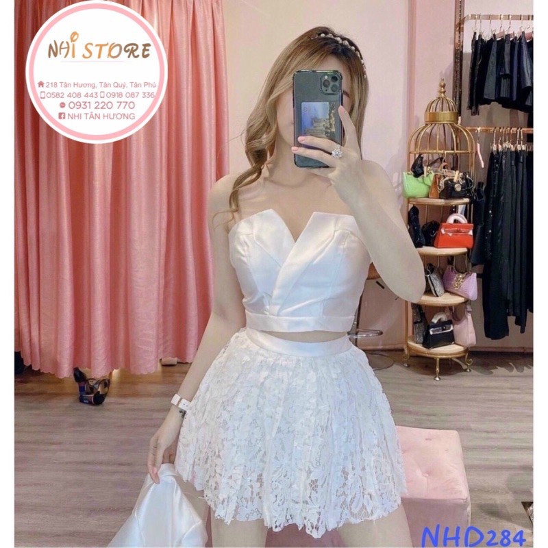 [FREESHIP 50K] Áo Croptop Cup Ngực Cổ Vest Kèm Áo Khoác Vest Tay Lửng Trẻ Trung Năng Động NHISTORE Freesize Dưới 58k